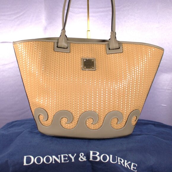Dooney & Bourke Handbags - Dooney & Bourke Woven Straw-Look Tote Bag Tan Taupe NWOT